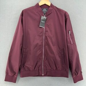 Crysully Bomber Jacket Lightweight Zip‎ Up Outdoor Jacket Maroon SZ L Retro Punk